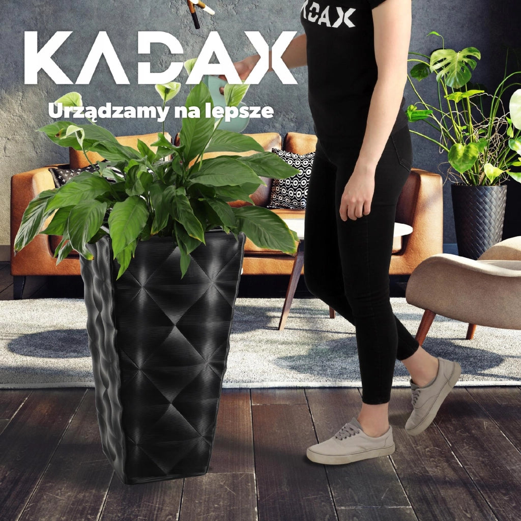 Vaso da giardino KADAX con inserto per fiori, grande, alto, per terrazza, 56 cm, nero