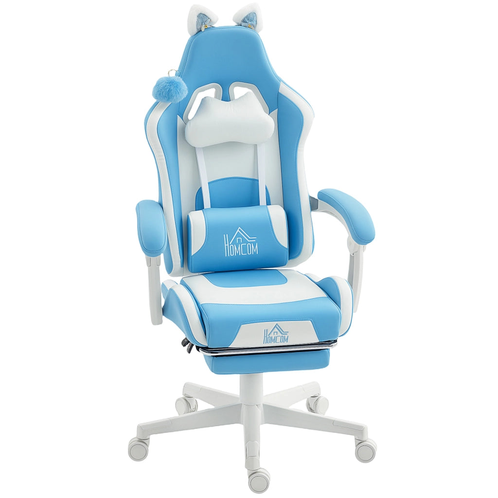 Poltrona Gaming con Poggiapiedi Reclinabile ¨C Xylo ¨C Blu, Schienale Regolabile, Fino a 120 kg