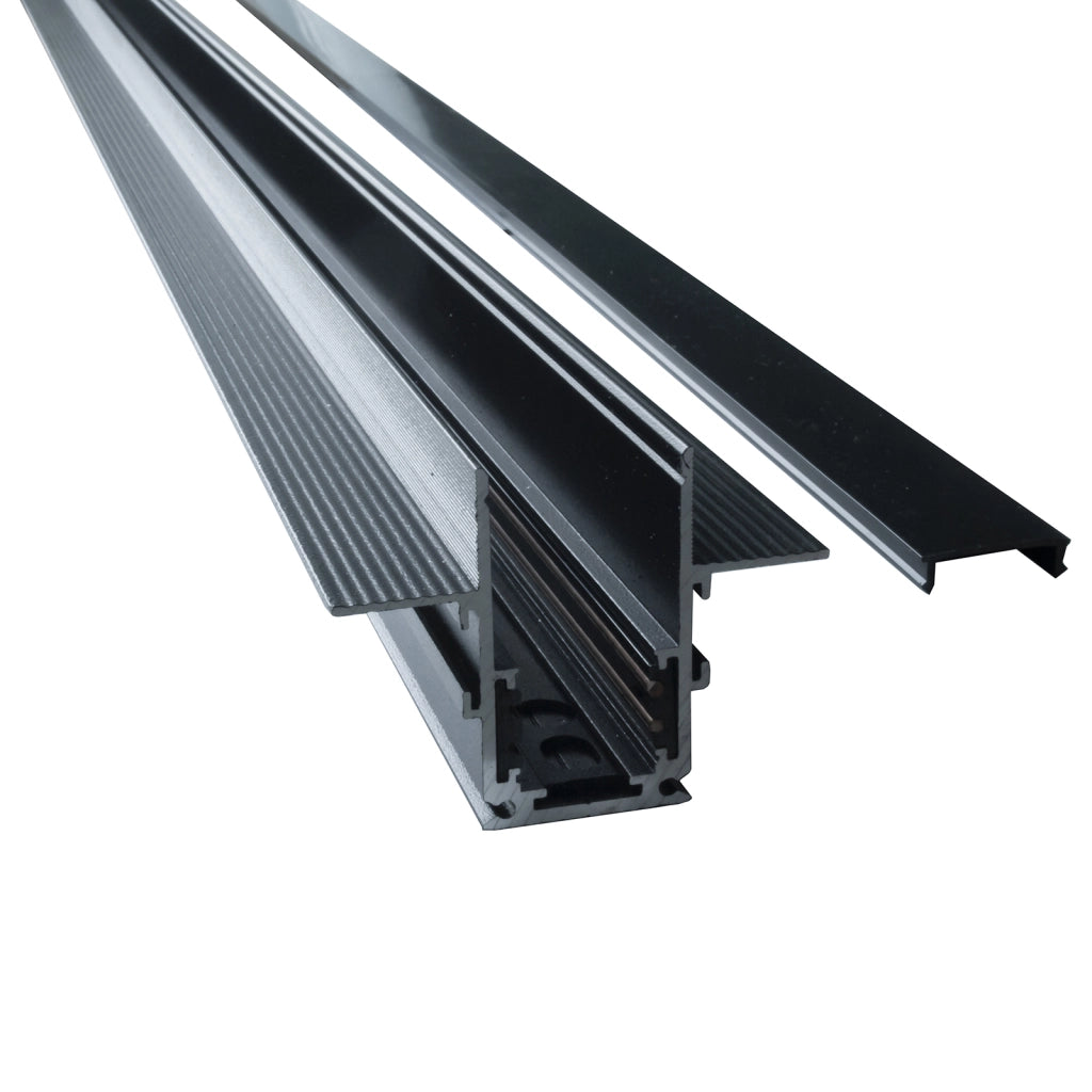 Binario elettrificato da incasso sistema magnetico colore nero lunghezza 1mt alimentazione 48V supporto per faretti LED track