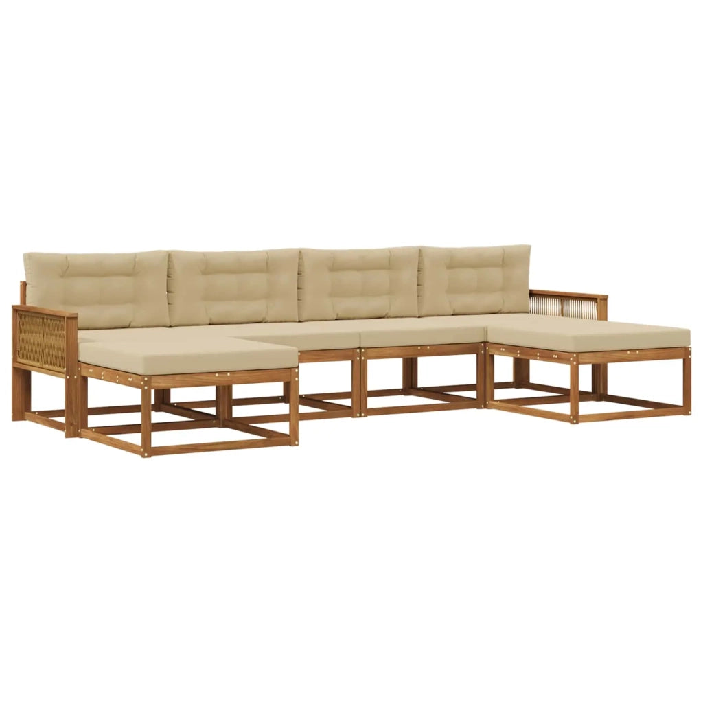 Set di divani da esterno con cuscino 6 pcs Naturale e Beige 3382791