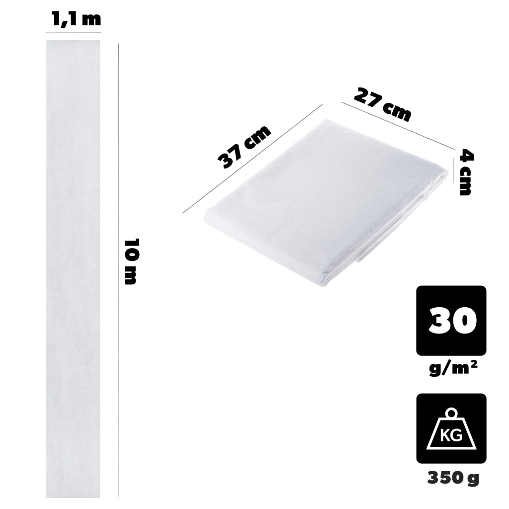 KADAX Tessuto agricolo bianco 1,1x10 m 30 g Copertura invernale/primaverile per piante