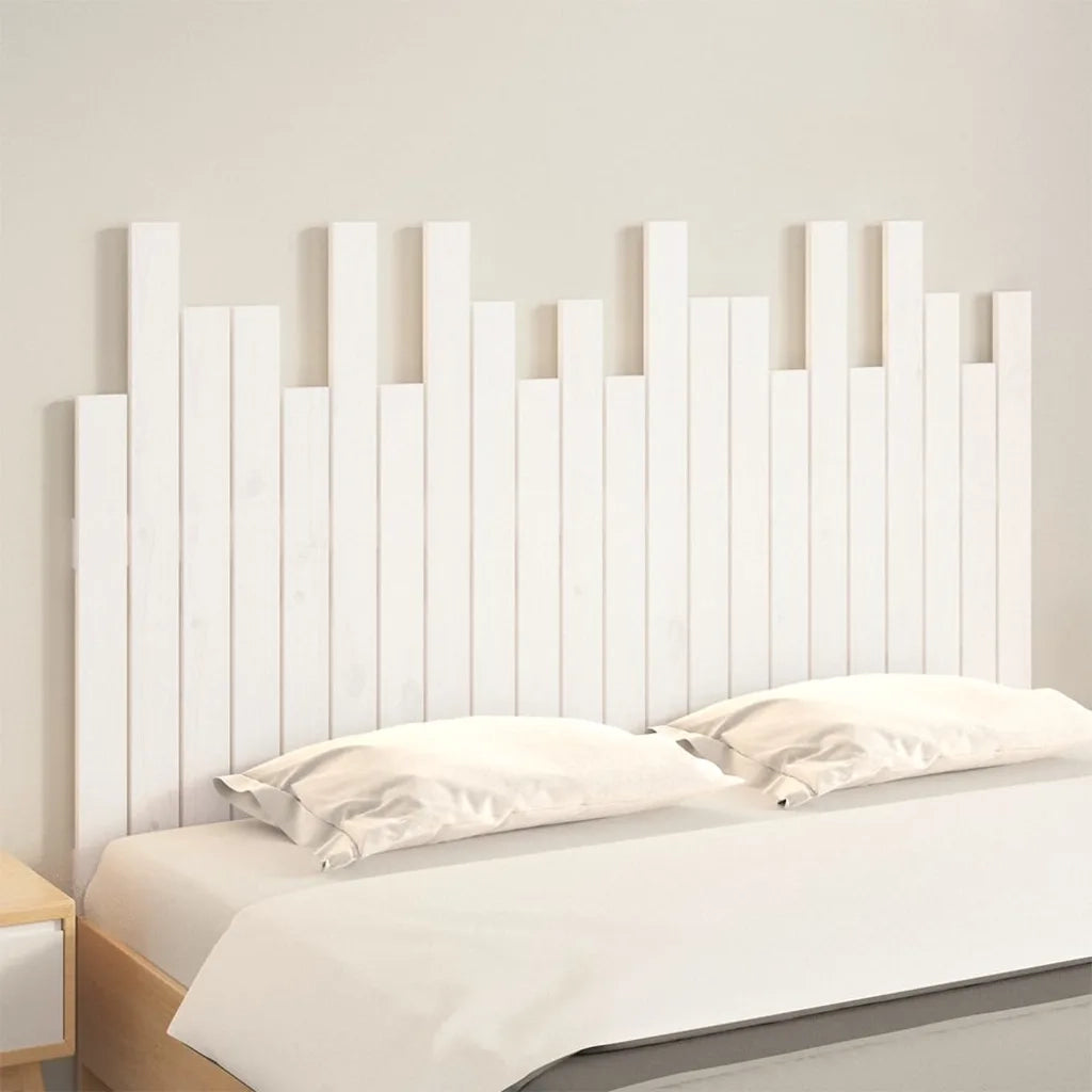 Testiera da Parete Bianca 140x3x80 cm in Legno Massello di Pino 824819