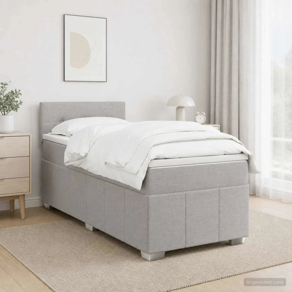 Letto box spring con materasso Grigio Chiaro 100 x 200 cm 3452607