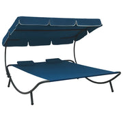 Lettino Prendisole con Baldacchino e Cuscini Blu cod mxl 71224