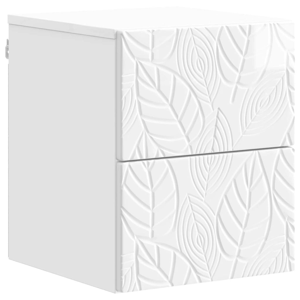 Mobiletto da notte a muro 2 pz Bianco Lucido 34,5 x 33 x 40 cm 898814