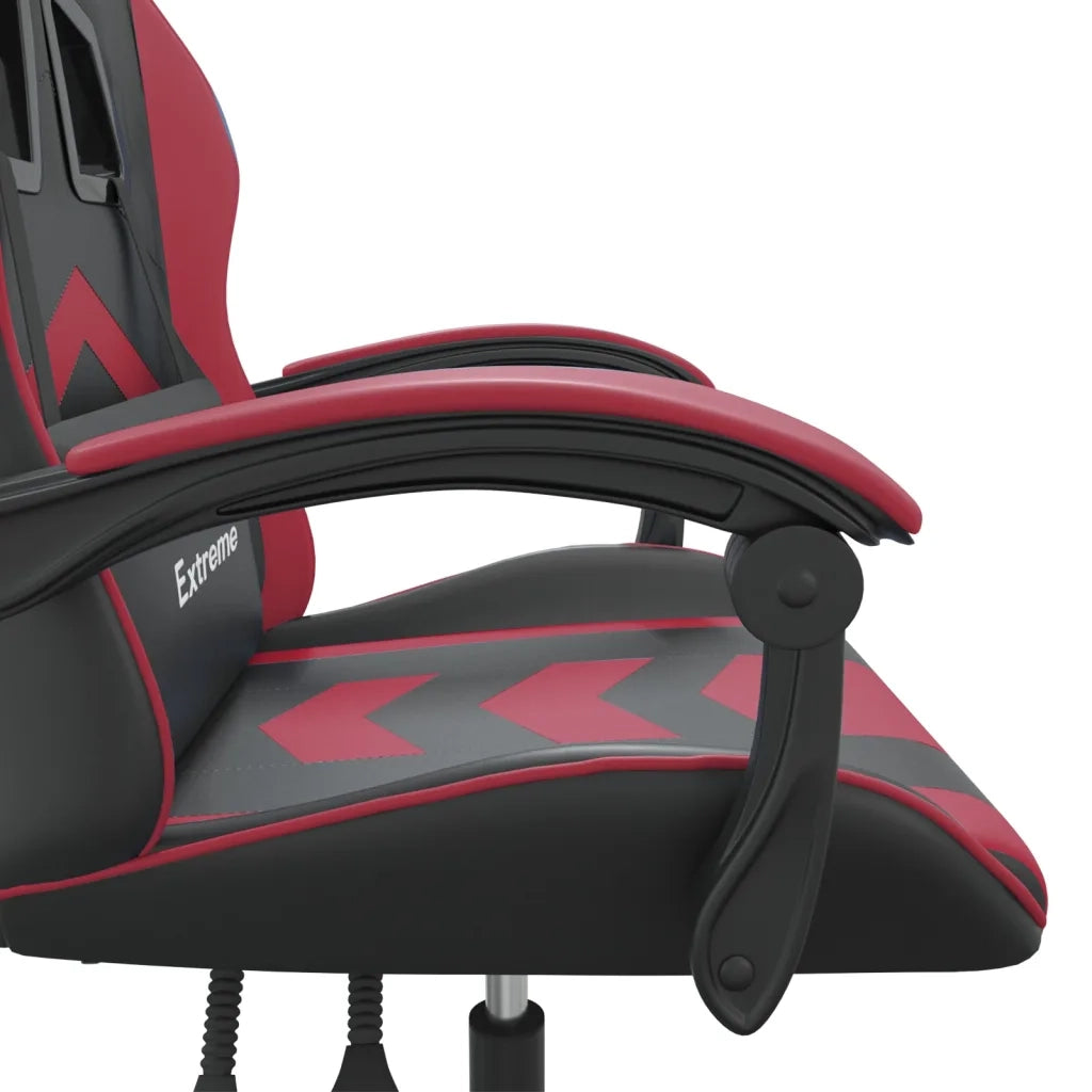 Sedia da Gaming | Sedia da e-sports Girevole Nero e Rosso Vino in Similpelle
