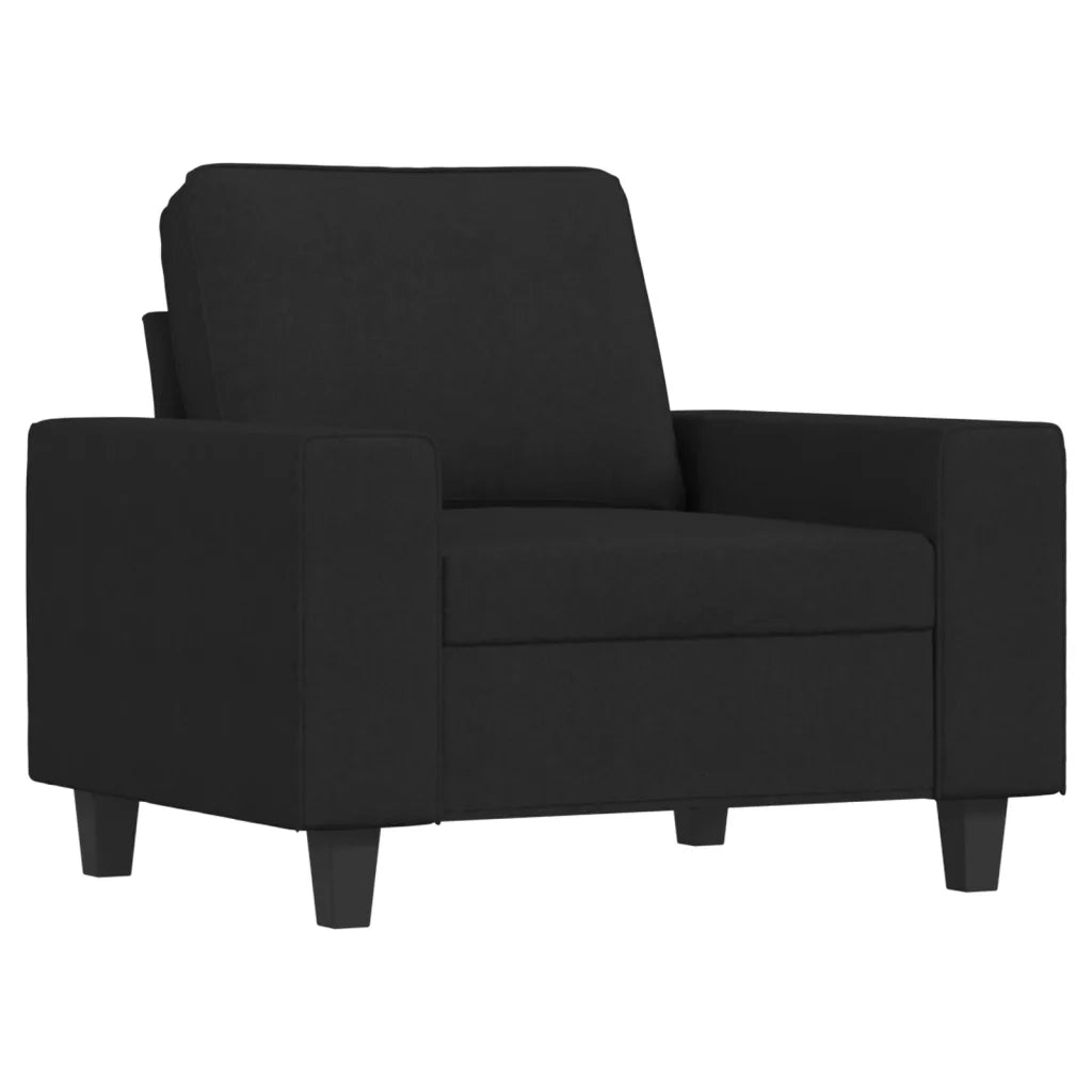 Poltrona con Poggiapiedi Nero 60 cm in Tessuto