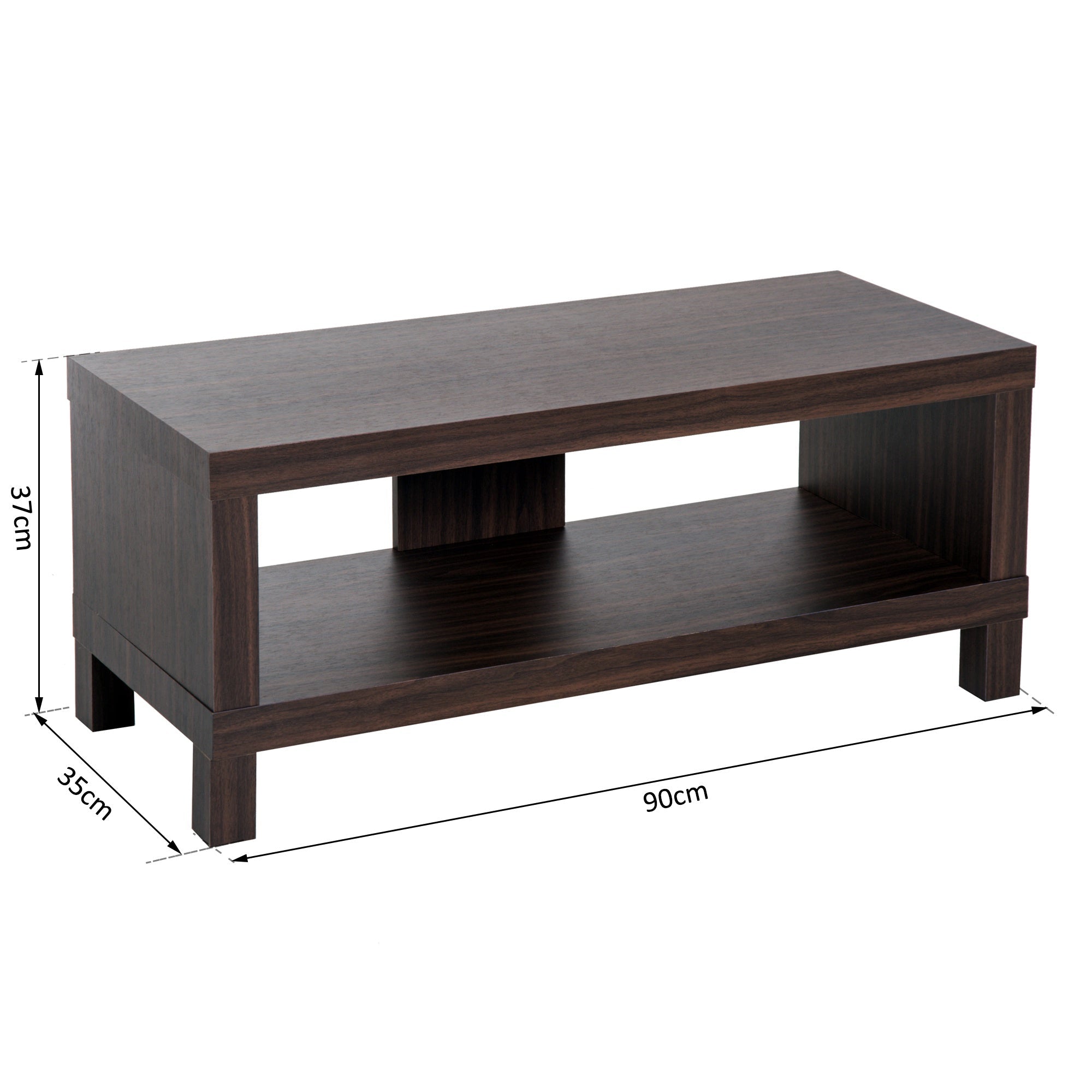 Mobile TV Basso con Vano in Legno Noce 90x35x37 cm