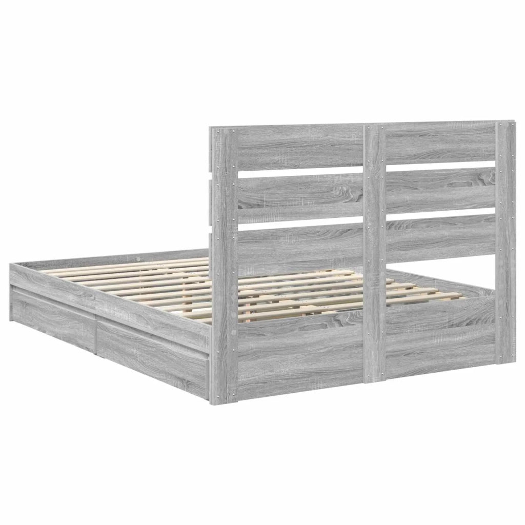 Letto con Contenitore con testiera Grigio Sonoma 160 x 200 cm