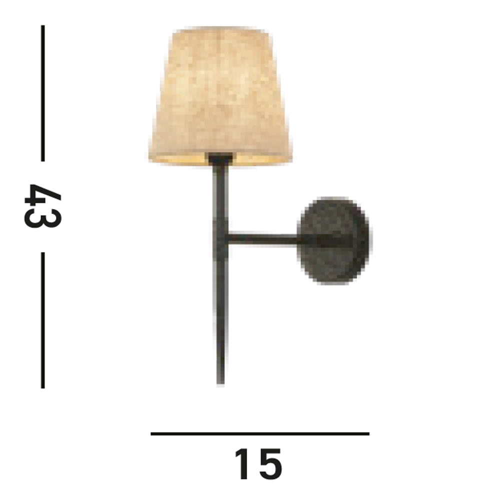 Applique Industrial-Nordico Gotico Acciaio Nero Tessuto 1 Luce E14