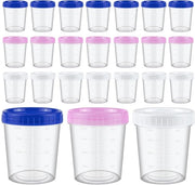 Piccoli contenitori in plastica con coperchio, 24 pezzi di contenitori alimentari riciclabili, 120 ml/40 oz contenitori congelatori con misuratore per salse, insalata, yogurt