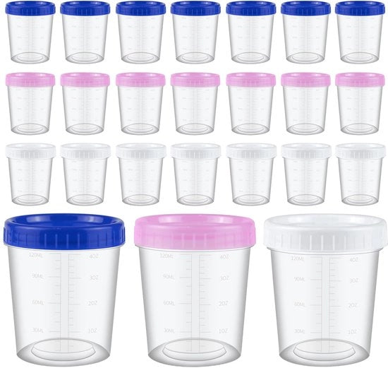 Piccoli contenitori in plastica con coperchio, 24 pezzi di contenitori alimentari riciclabili, 120 ml/40 oz contenitori congelatori con misuratore per salse, insalata, yogurt