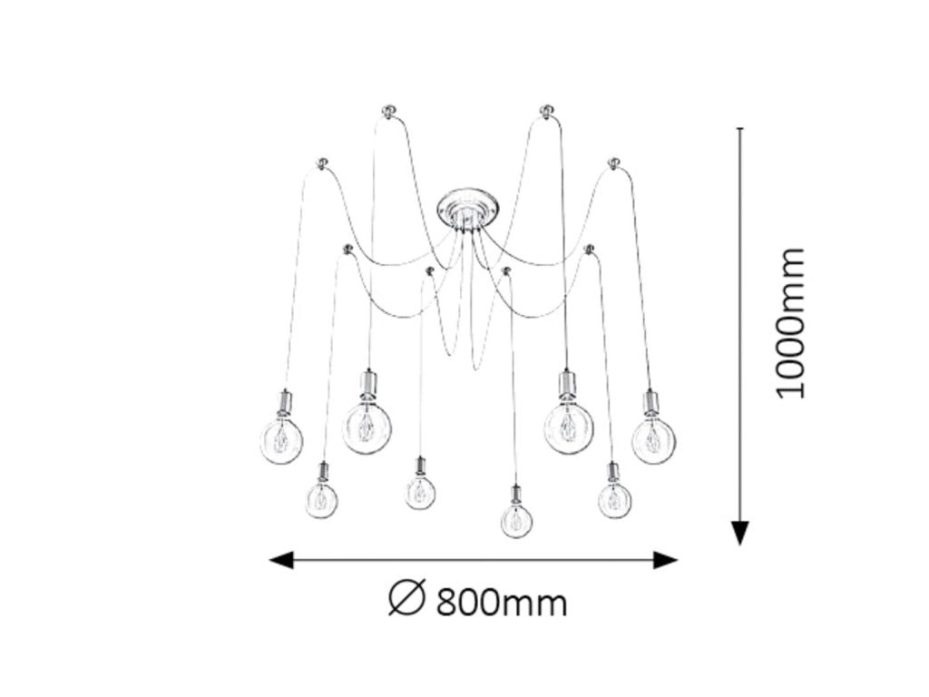 Lampadario a ragno Caspar 10xE27 nero opaco Rabalux