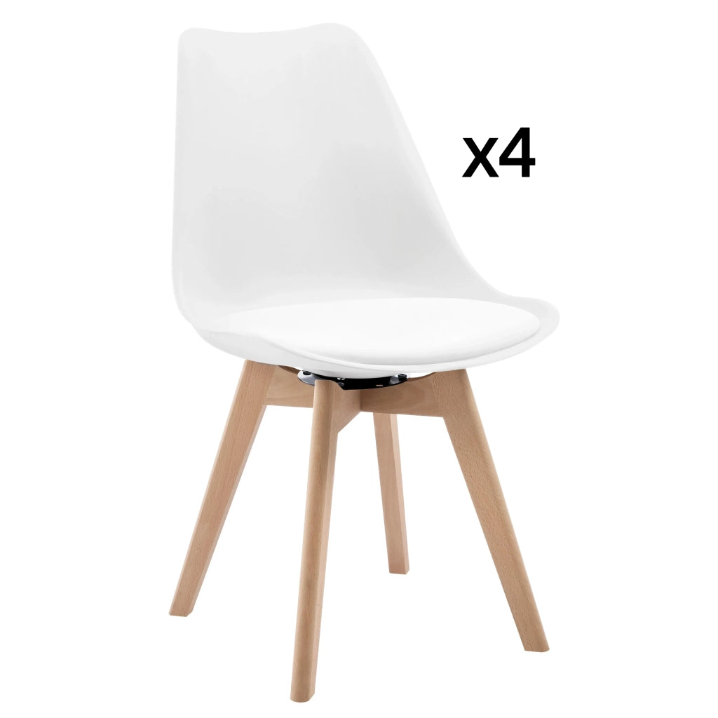 SEDIA Girevole 360° in Similpelle Bianca Set da 4 pezzi