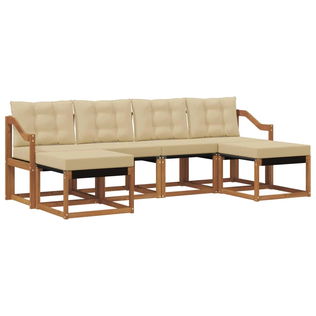 Set di divani da esterno con cuscino 6 pcs Naturale e Beige 3368940