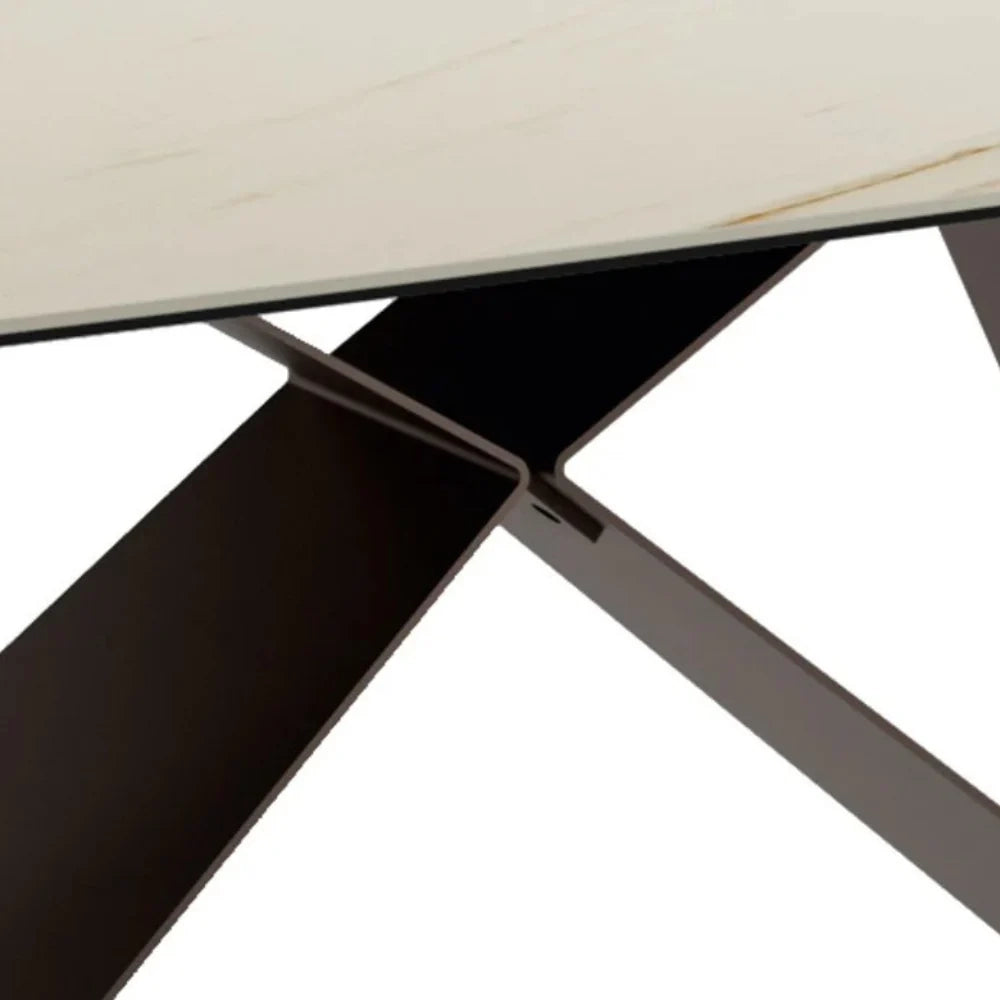 Tavolo da pranzo fisso in ceramica effetto marmo calacatta Orion 220x110 cm fino a 10 posti | Duzzle