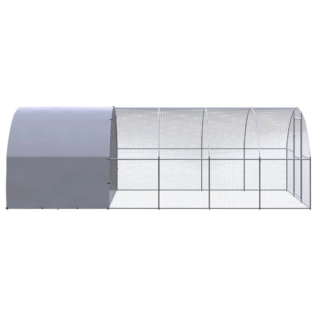 Pollaio/recinto/gabbia per polli da esterno 3 x 6 x 2 m acciaio zincato argento 02_0044013