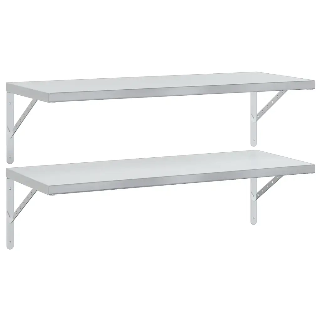 Mensole a Muro 2 pz 100x40 cm Argento in Acciaio Inossidabile 3214502