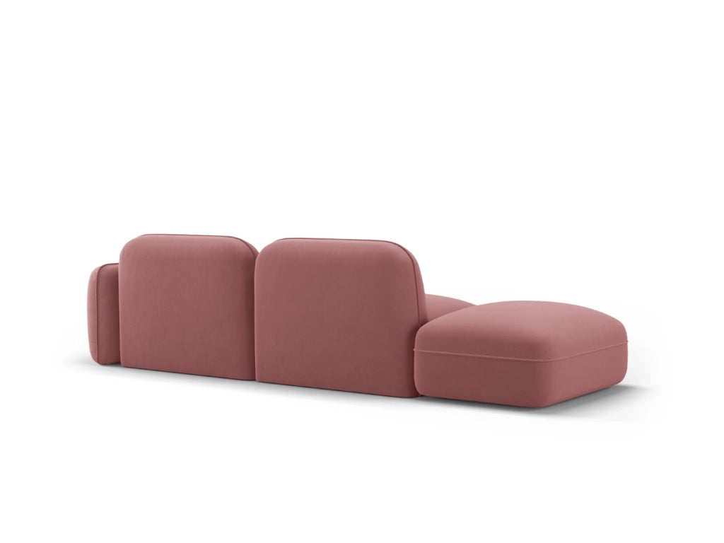 Cosmopolitan Design - Divano modulare sinistro "Sydney" 3 posti in velluto salmone 