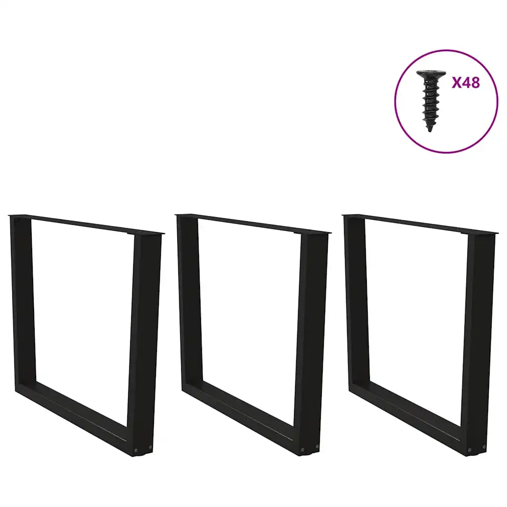 Gambe per tavolo da pranzo a forma di V 3 pz nere 100x(72-73,3) cm in acciaio 4012672
