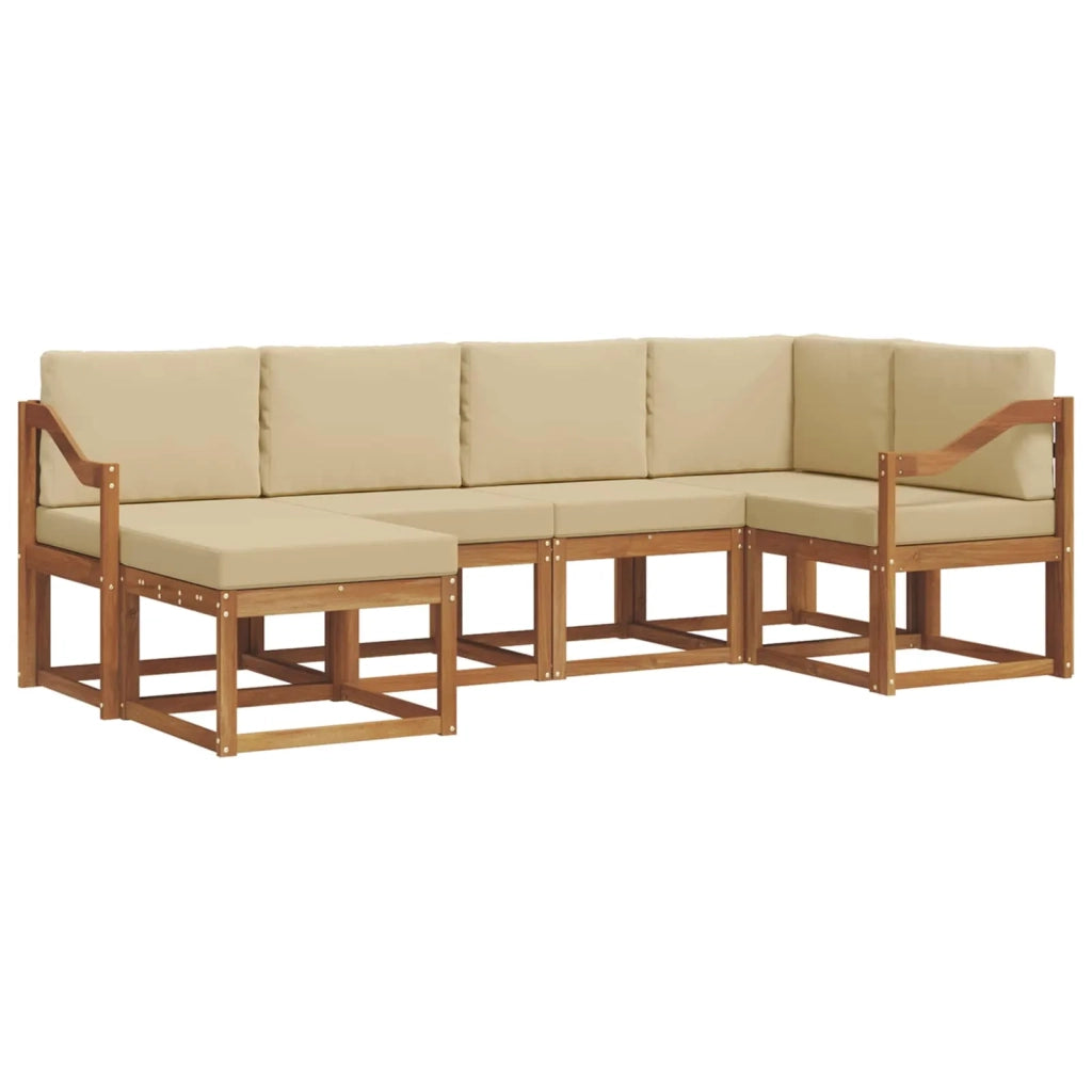 Set di divani da esterno con cuscino 6 pcs Naturale e Beige