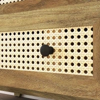 Cassettiera 3 Cassetti in Rattan Intrecciato, 80 x 35 x 76 cm, Legno naturale