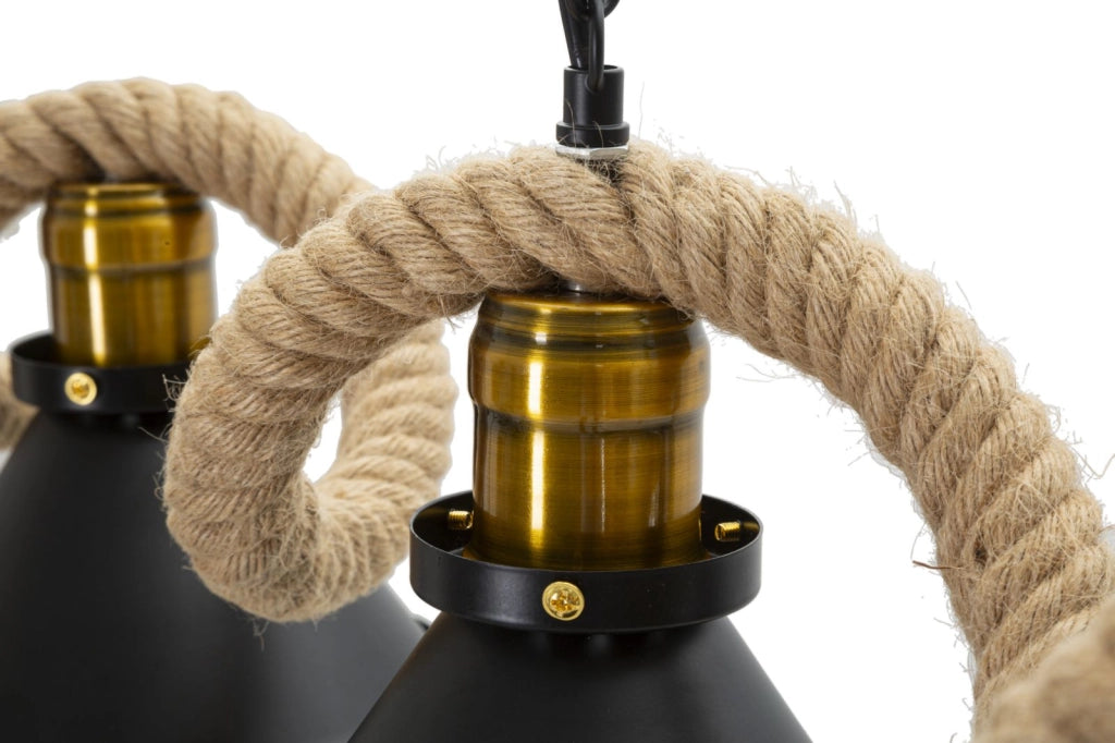 Lampadario Moderno Cup/Rope con 5 Luci 130x20x80 cm