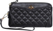Portafoglio lungo per donne, in pelle vera, con chiusura a zip, con fodero per smartphone per donne con tasche per telefoni cellulari, portafoglio elegante per feste, matrimoni, shopping