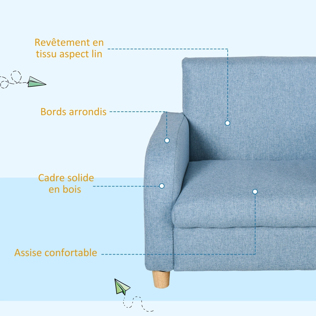 Poltrona Bambini Scandinava Lin Blu ¨C Xylo ¨C Imbottitura Alta Densit¨¤ Legno