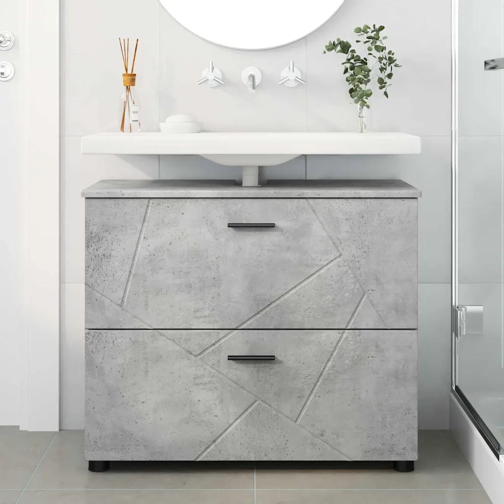 Mobile da Bagno con cassetto Grigio cemento 76,5 x 35 x 64 cm