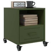 Comodini 2 pz-Set di 2 Tavolino da notte Verde Oliva 36x39x43,5 cm in Acciaio 199725
