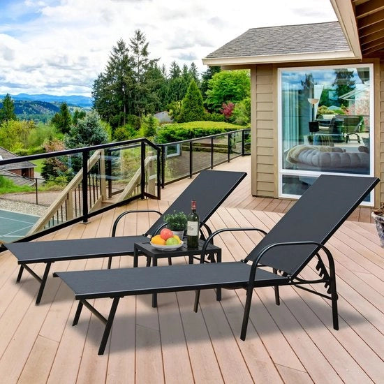 Sedile da Giardino - Sedili da Giardino - Nero - Resistente alle Intemperie - Altezza Regolabile - Sedile a Cassetta - Moderno - Sedile da Spiaggia - Aspetto Compatto