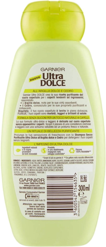 6 GARNIER SHAMPOO PURIFICANTE DA 300 ML ARGILLA DOLCE E CEDRO CAPELLI GRASSI