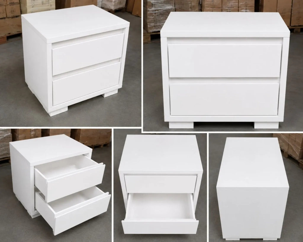 Comodino 2 cassetti legno massello grezzo 55x38x46 (3214) - Mobili 2G