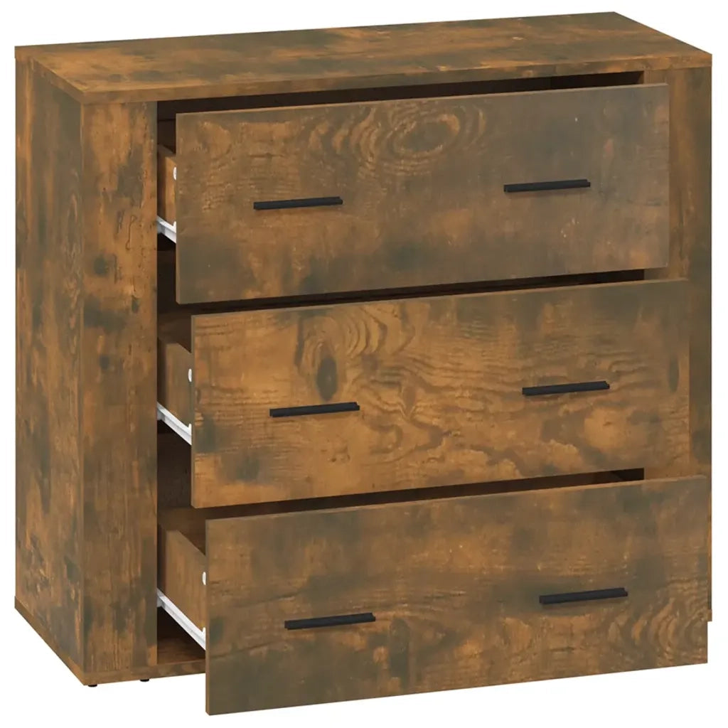 Credenza Rovere Fumo 80x33x70 cm in Legno Multistrato 816581