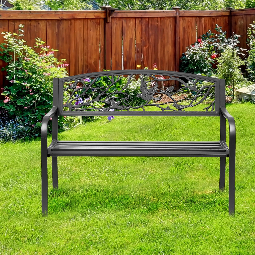 Panchina da giardino 2 posti per esterno balcone patio e terrazza design rustico chic robusta e pratica 127 x 60 x 85 cm