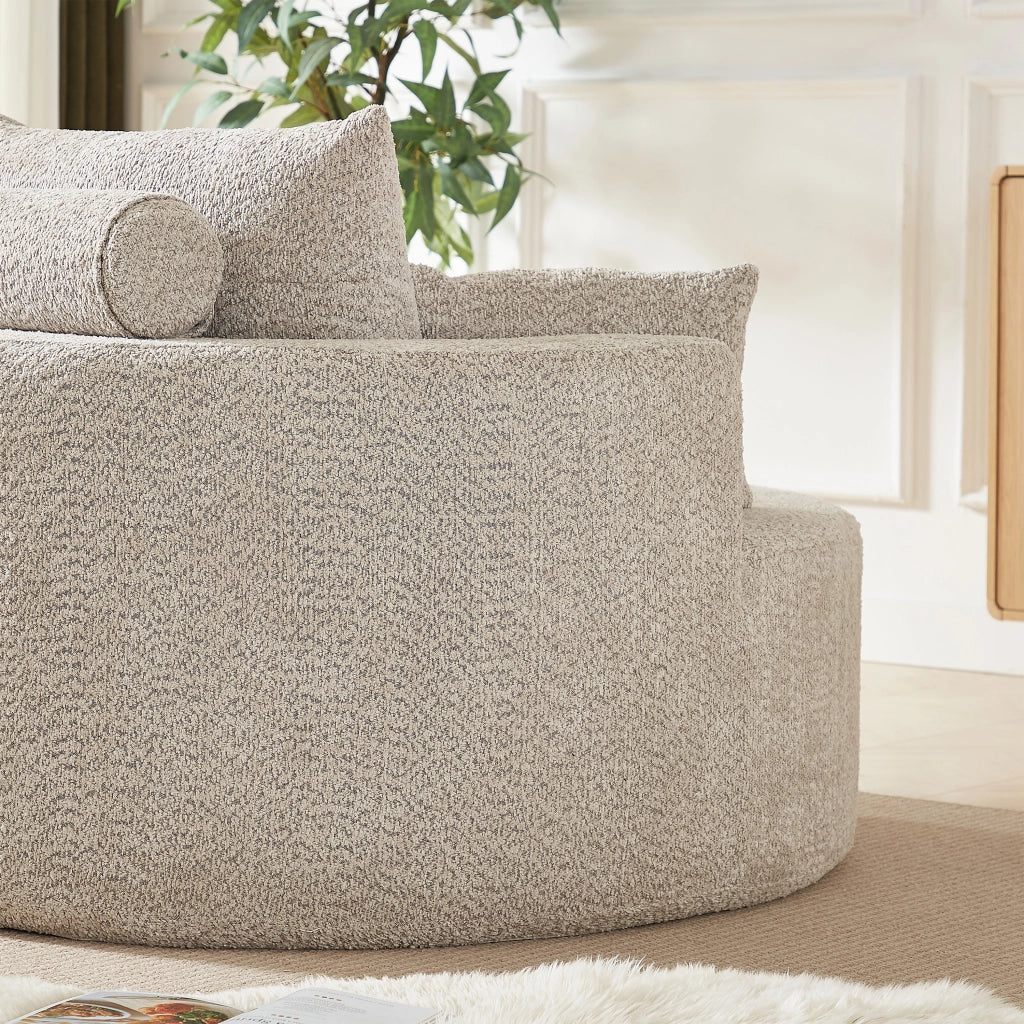 Fauteuil modulare in ciniglia senza montaggio con cuscino schienale cilindrico, morbido khaki 33 × 33 × 133 cm