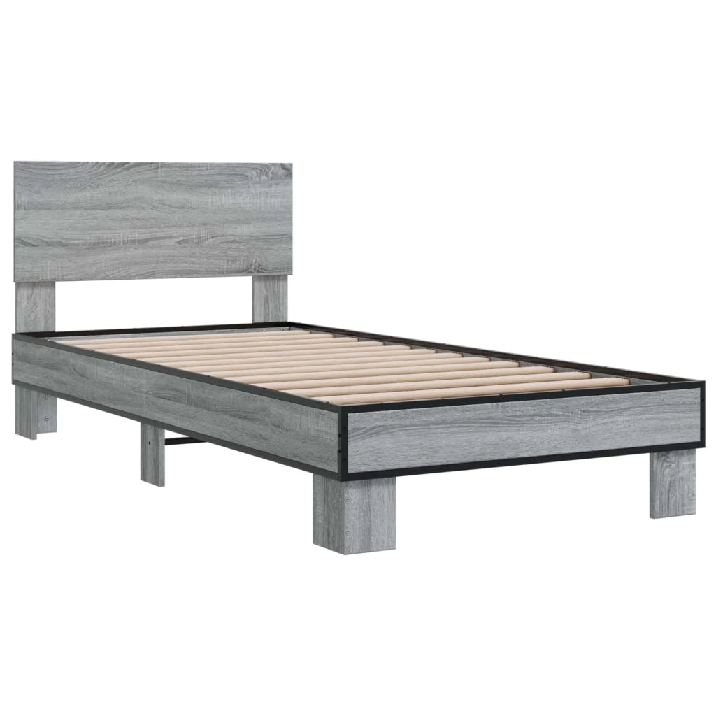 Struttura letto con testata-Giroletto Sonoma grigio 80 x 200 cm 649624