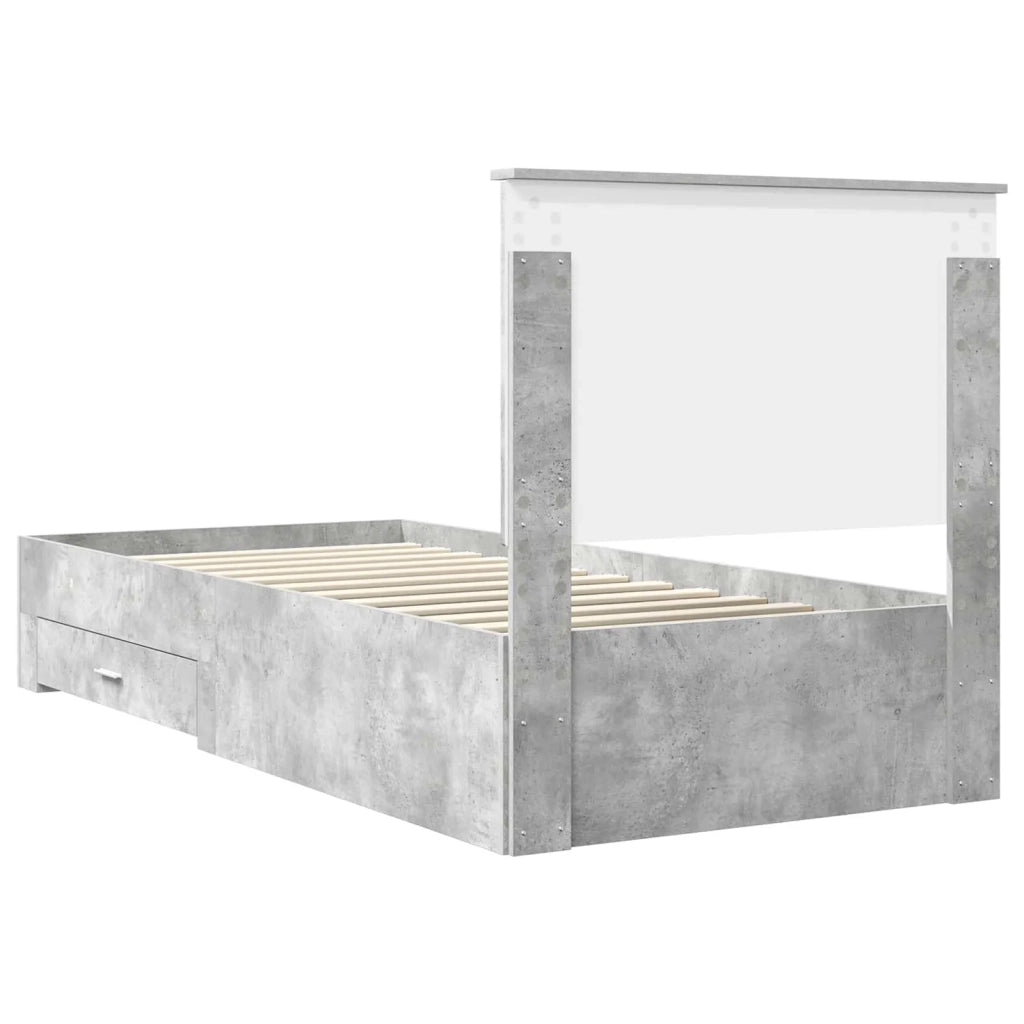 Struttura del letto con testiera-Giroletto con Testiera Grigio cemento 90 x 190 cm 452741