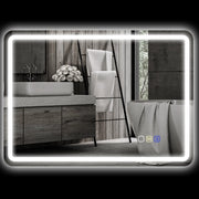 Specchio da bagno LED 70x50 cm argento con Bluetooth, antinebbia e memoria