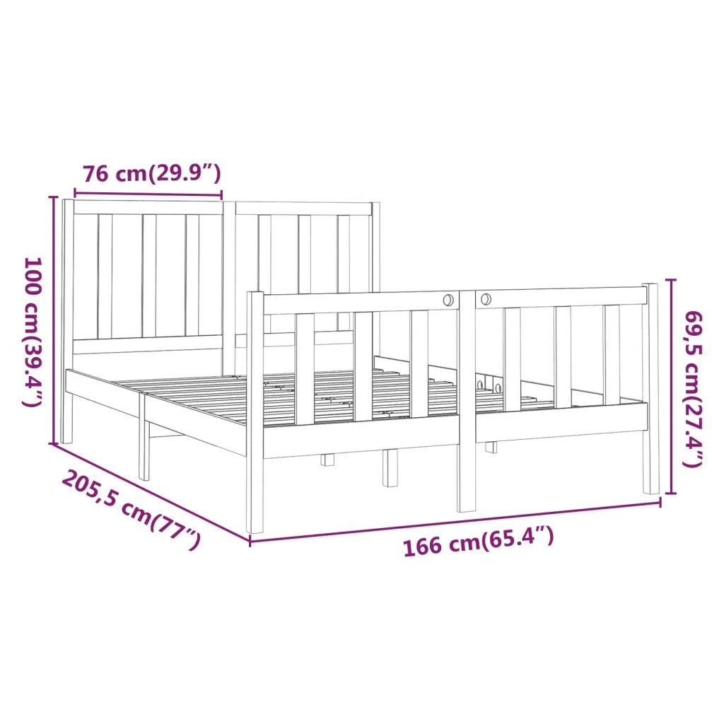 Giroletto senza Materasso-Struttura Letto Bianco 160x200 cm Legno Massello Pino 869877