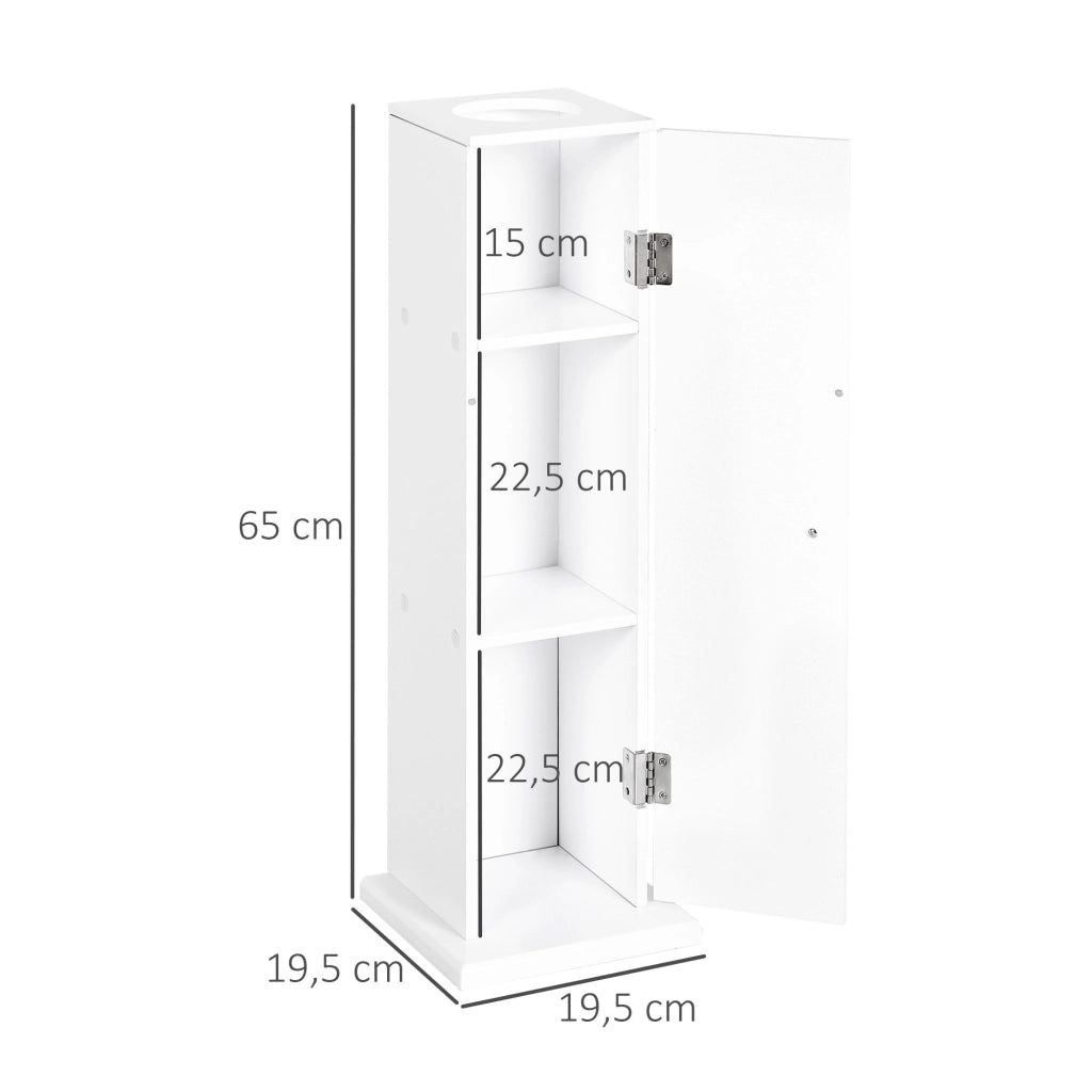 Mobile Bagno Stretto con Portarotolo e Ripiano ¨C Zephmum ¨C 19,5x19,5x65 cm Bianco
