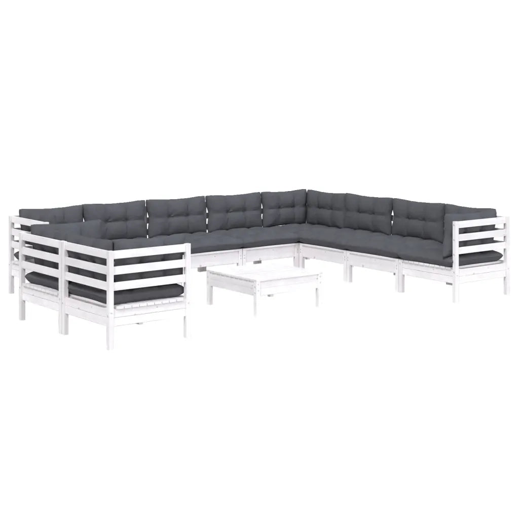 Set Divani da Giardino 11 pz con Cuscini Bianchi Legno di Pino cod mxl 44422