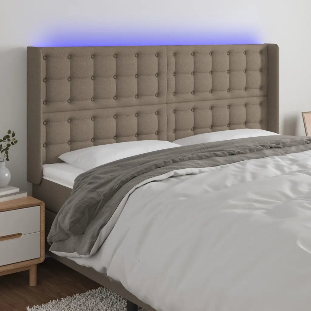 Testiera | Testata a LED Tortora 203x16x118/128 cm in Tessuto