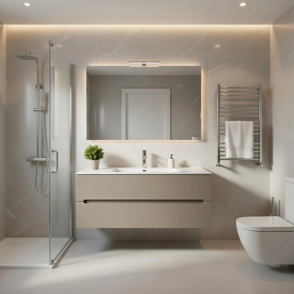 Composizione mobile bagno sospeso con cassetti cm 90 mod. TALIA - Tortora Opaco