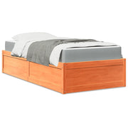 Letto con Materasso Marrone Cera 100x200cm Legno Massello Pino 3281942