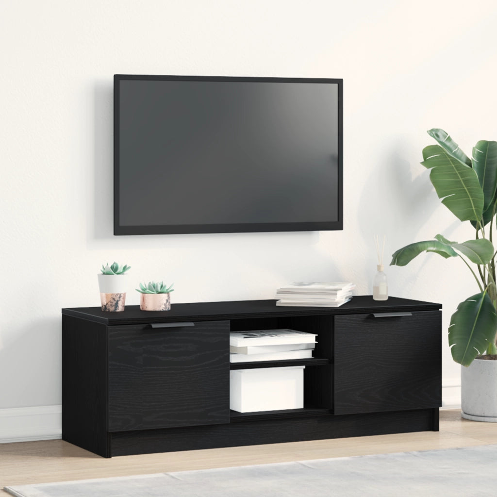 Mobile TV  Nero Rovere 102x35x36,5 cm Legno ingegnerizzato