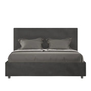 Letto matrimoniale senza rete imbottito 160x210 microfibra grigio Mika
