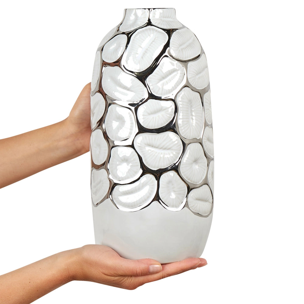 Vaso per fiori in gres porcellanato bianca 34 cm Accessorio per la casa Pezzo d'Stile glamour