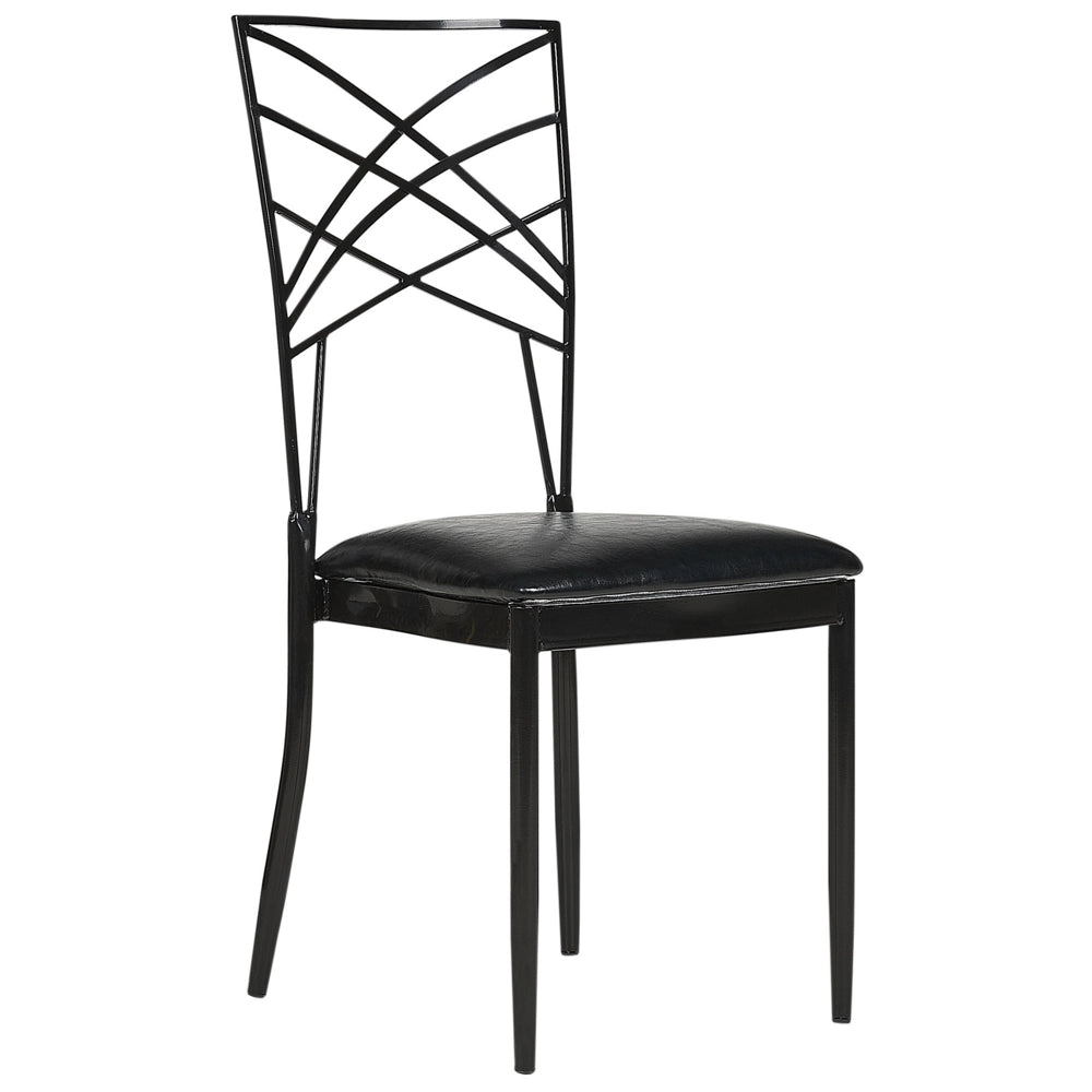 Set di 2 sedie da pranzo in metallo nero ecopelle bianca imbottitura del sedile con industriale stile glam